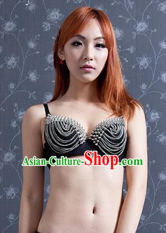 Indian Traditional Belly Dance Black Sexy Brassiere Oriental Dance Costume for Women
