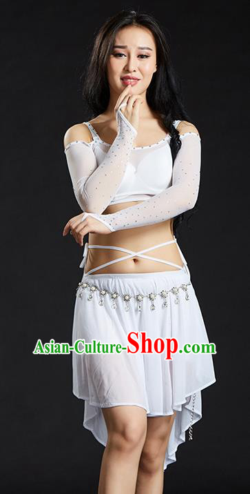 Indian Belly Dance White Dress Classical Traditional Oriental Dance Performance Costume for Women