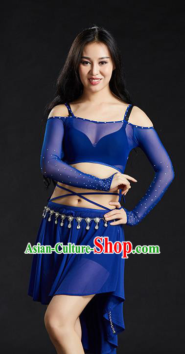 Indian Belly Dance Royalblue Dress Classical Traditional Oriental Dance Performance Costume for Women