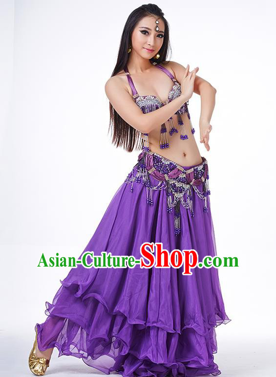 Indian Belly Dance Performance Costume Traditional India Oriental Dance Purple Dress for Women