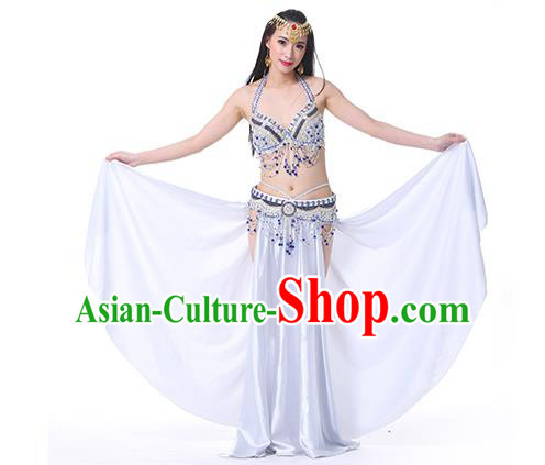 Indian Oriental Belly Dance Performance Costume Traditional Raks Sharki Dance White Dress for Women