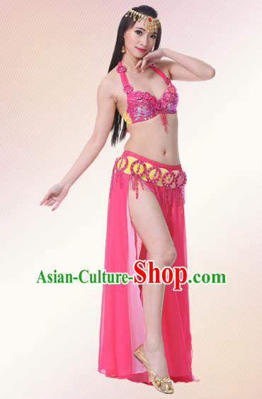 Indian Oriental Belly Dance Performance Rosy Dress Traditional Raks Sharki Dance Costume for Women