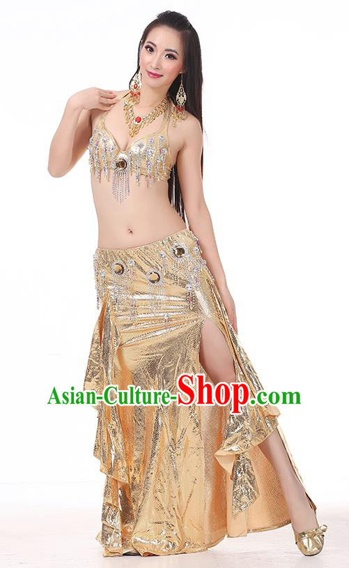 Top Indian Belly Dance Golden Dress India Traditional Raks Sharki Oriental Dance Performance Costume for Women