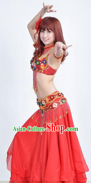 Indian Traditional Belly Dance Performance Costume Classical Oriental Dance Red Dress for Women