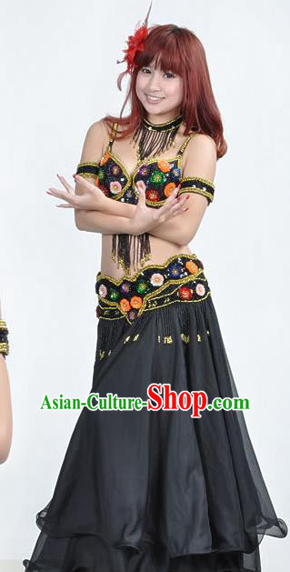 Indian Traditional Belly Dance Performance Costume Classical Oriental Dance Black Dress for Women