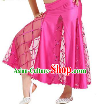 Indian Traditional Belly Dance Performance Costume Classical Oriental Dance Rosy Fishtail Skirt for Kids