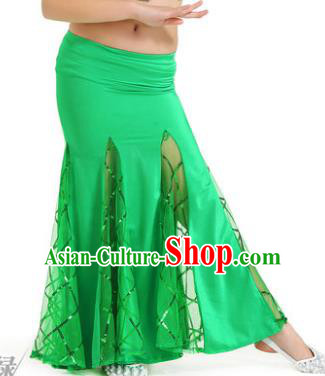 Indian Traditional Belly Dance Performance Costume Classical Oriental Dance Green Fishtail Skirt for Kids