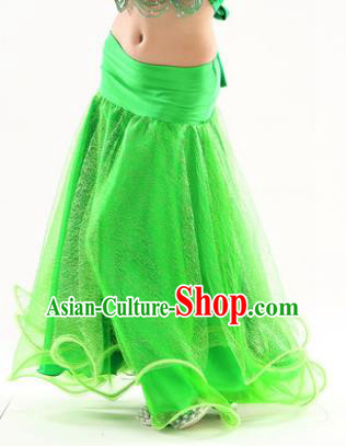 Indian Traditional Belly Dance Performance Costume Green Skirt Classical Oriental Dance Clothing for Kids