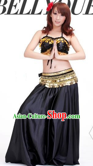 Indian Belly Dance Black Dress Classical Traditional Oriental Dance Performance Costume for Women