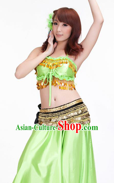 Indian Belly Dance Light Green Dress Classical Traditional Oriental Dance Performance Costume for Women