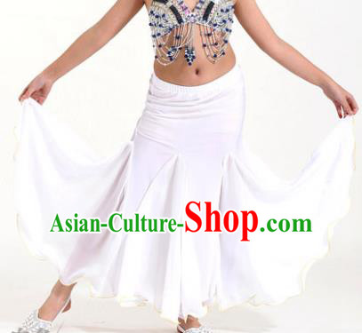 Asian Indian Belly Dance White Fishtail Skirt Stage Performance Oriental Dance Clothing for Kids