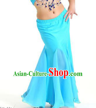 Asian Indian Belly Dance Blue Fishtail Skirt Stage Performance Oriental Dance Clothing for Kids