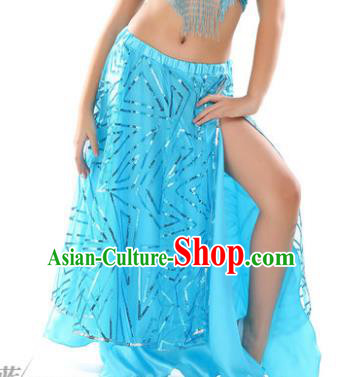Asian Indian Children Belly Dance Blue Bust Skirt Raks Sharki Oriental Dance Clothing for Kids