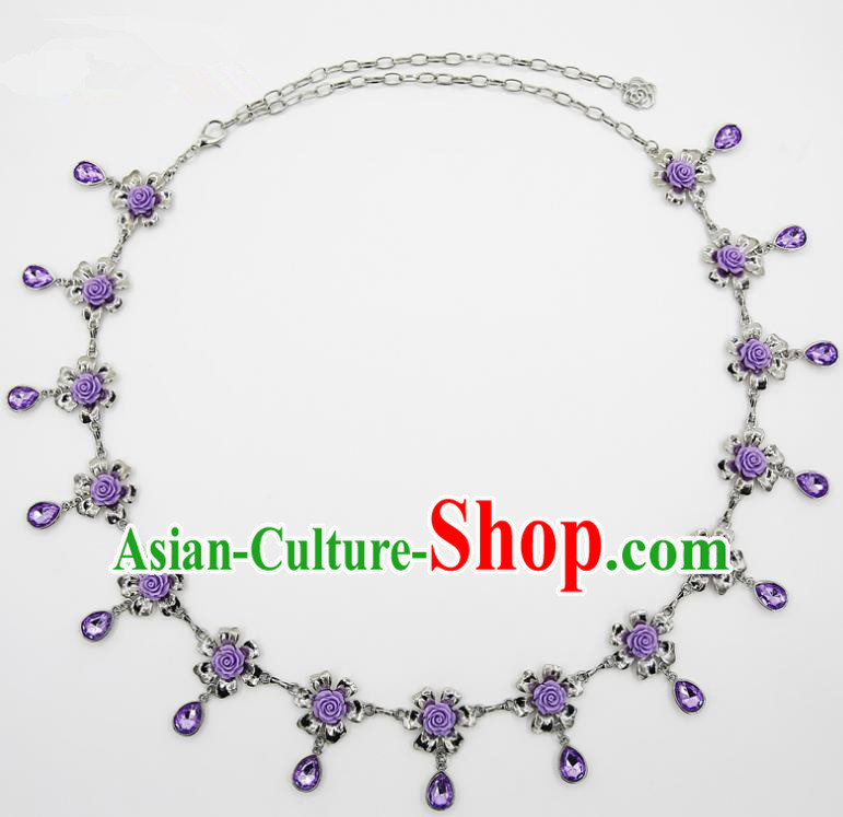 Indian Belly Dance Purple Crystal Rose Waist Chain Accessories Waistband India Raks Sharki Belts for Women