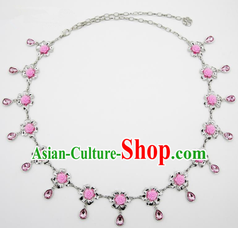 Indian Belly Dance Pink Crystal Rose Waist Chain Accessories Waistband India Raks Sharki Belts for Women