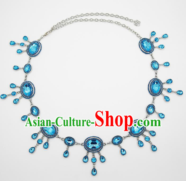 Indian Belly Dance Blue Crystal Waist Chain Accessories Waistband India Raks Sharki Belts for Women