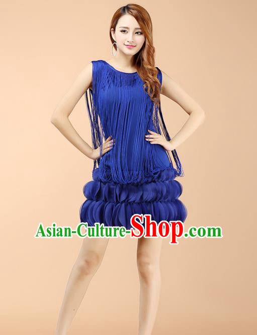 Top Grade Latin Dance Royalblue Dress Ballroom Dance Modern Dance Clothing for Women