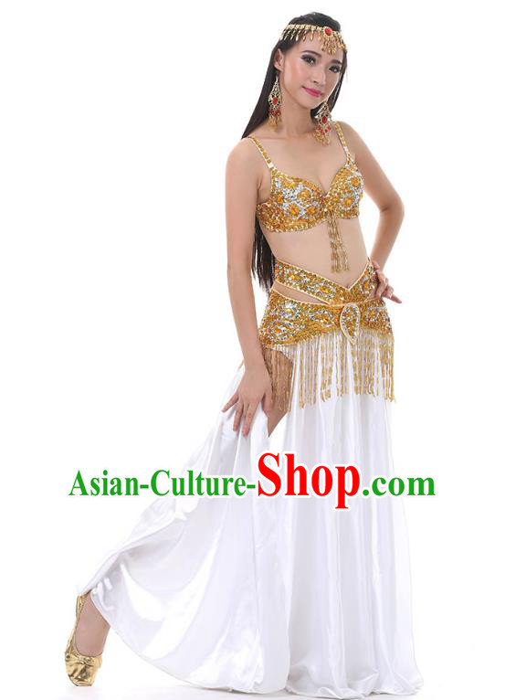 Traditional Bollywood Belly Dance Sexy White Dress Indian Oriental Dance Costume for Women