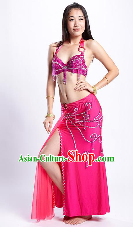 Top Grade Performance Clothing Belly Dance Rosy Dress Indian Oriental Dance Costume for Women