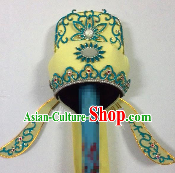 Traditional Chinese Beijing Opera Scholar Yellow Hats Peking Opera Niche Headwear