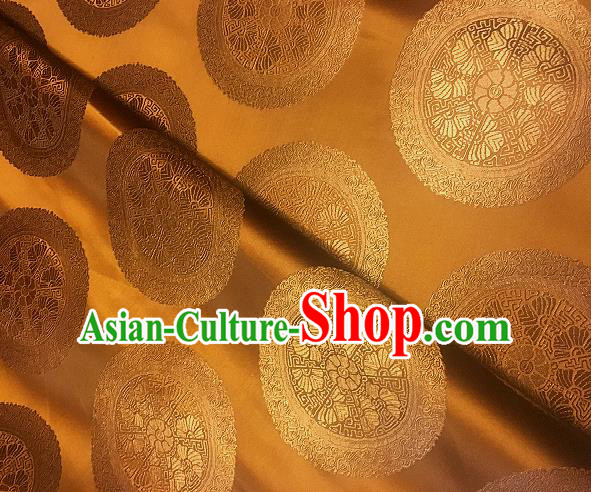 Chinese Traditional Fabric Palace Pattern Design Golden Brocade Chinese Mongolian Robe Fabric Asian Material