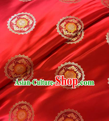 Chinese Traditional Mongolian Robe Fabric Palace Pattern Design Red Brocade Chinese Fabric Asian Material