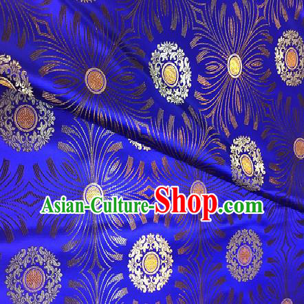 Chinese Traditional Fabric Mongolian Robe Blue Brocade Chinese Fabric Asian Tibetan Robe Material