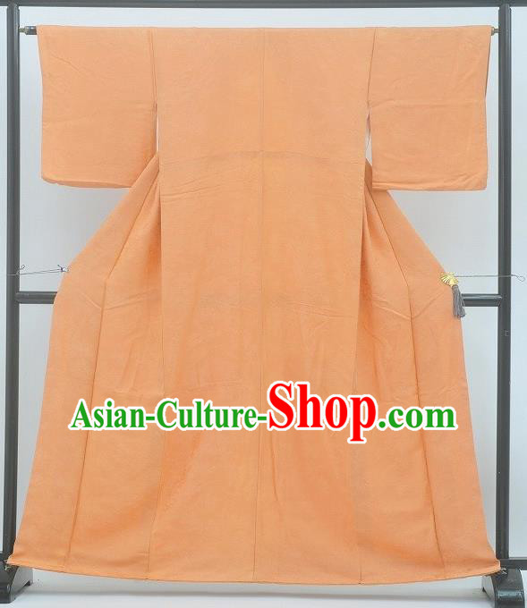 Japan Traditional Costume Yukata Dress Japanese Orange Furisode Kimono for Women