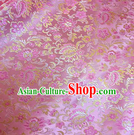 Chinese Traditional Fabric Tang Suit Flowers Pattern Pink Brocade Chinese Fabric Asian Tibetan Robe Material