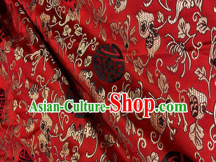 Chinese Traditional Fabric Tang Suit Royal Pattern Red Brocade Chinese Fabric Asian Tibetan Robe Material