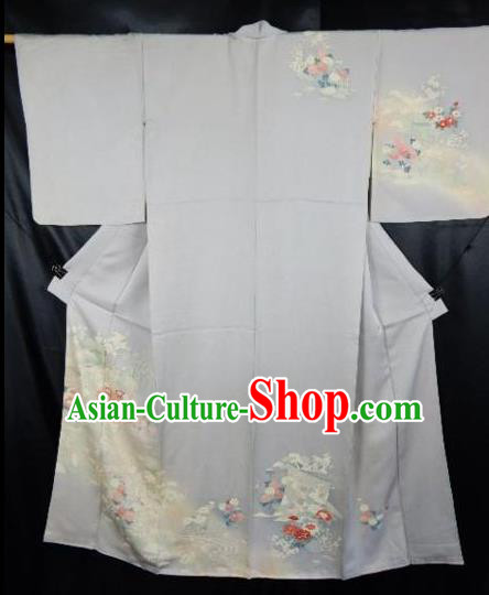 Japan Traditional Kimonos Costume Printing Flowers Yukata Dress Japanese Furisode Kimono for Women