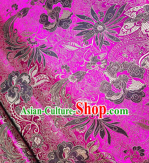 Chinese Traditional Fabric Tang Suit Lotus Pattern Rosy Brocade Chinese Fabric Asian Cheongsam Material