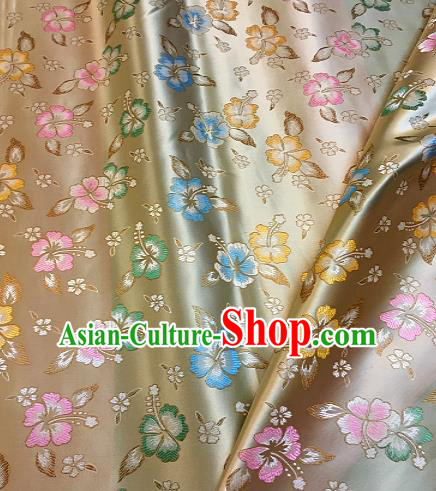 Chinese Traditional Fabric Tang Suit Flowers Pattern Beige Brocade Chinese Fabric Asian Cheongsam Material