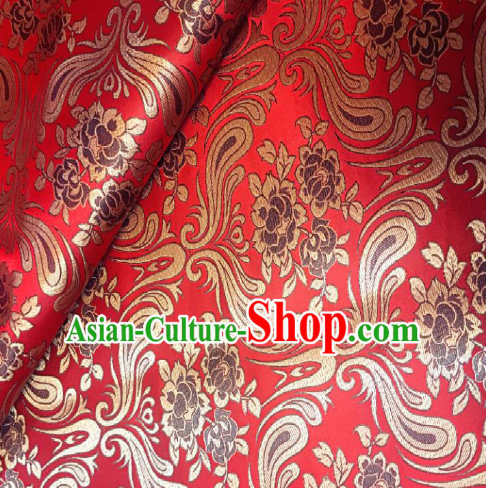 Chinese Traditional Fabric Tang Suit Pattern Red Brocade Chinese Fabric Asian Cheongsam Material