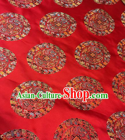 Chinese Traditional Fabric Palace Dragons Pattern Design Red Brocade Chinese Fabric Asian Material