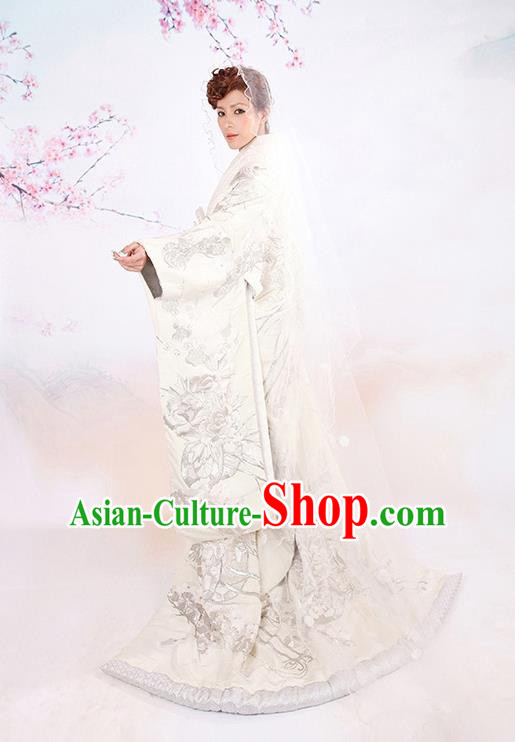 Traditional Asian Japan Wedding Costume Japanese Bride White Yukata Dress Furisode Kimono for Women