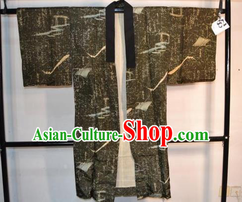 Japanese Traditional Male Kimono Clothing Japan Samurai Grey Haori Kimonos Yukata Robe for Men