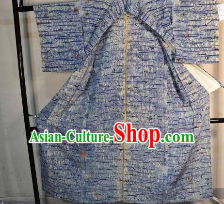 Japanese Traditional Male Blue Kimono Clothing Japan Samurai Haori Kimonos Yukata Robe for Men