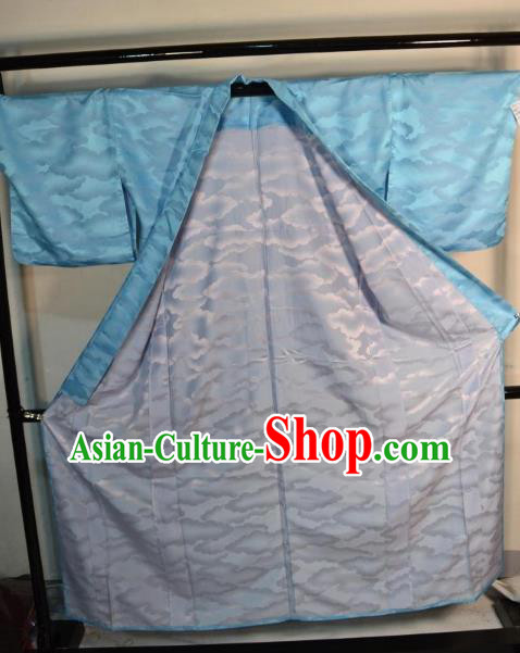 Japanese Traditional Prince Blue Yukata Robe Clothing Japan Samurai Haori Kimonos for Men