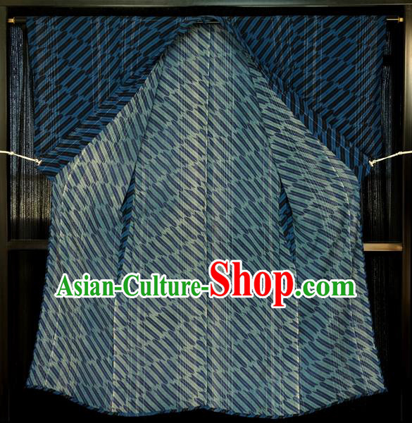 Japanese Traditional Kimono Male Costume Navy Yukata Robe Japan Haori Apparel Clothing for Men