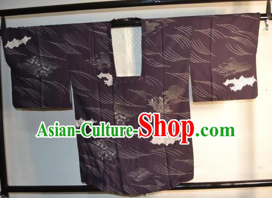 Japanese Traditional Kimono Upper Outer Garment Japan Purple Haori Apparel Yukata Costume for Men