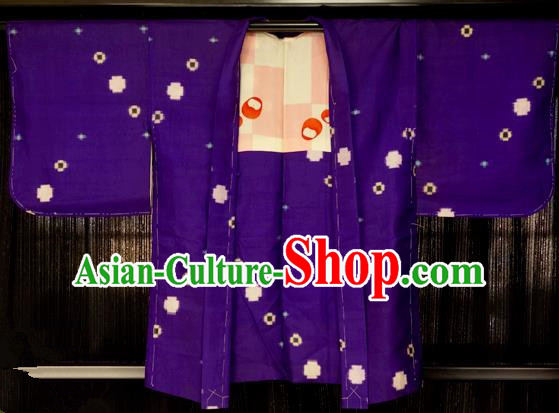 Japanese Traditional Kimono Japan Purple Haori Apparel Yukata Costume for Men