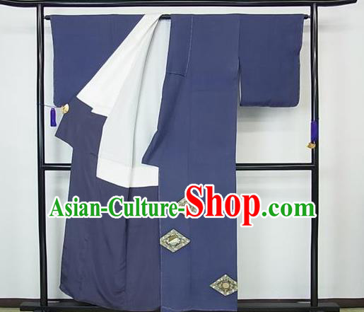 Japanese Traditional Kimono Japan Haori Apparel Blue Yukata Robe Costume for Men