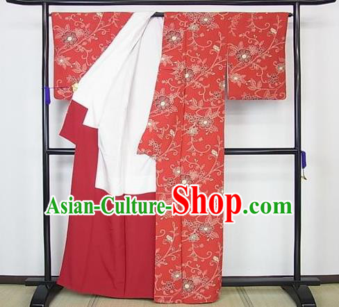 Japan Palace Lady Furisode Kimono Costume Traditional Japanese Red Yukata Dress for Women