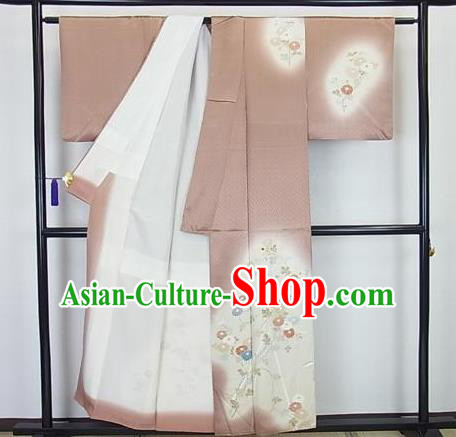 Japanese Traditional Kimono Japan Haori Apparel Khaki Yukata Robe Costume for Men