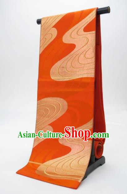 Traditional Japanese Kimono Orange Brocade Belts Kimonos Yukata Waistband for Women