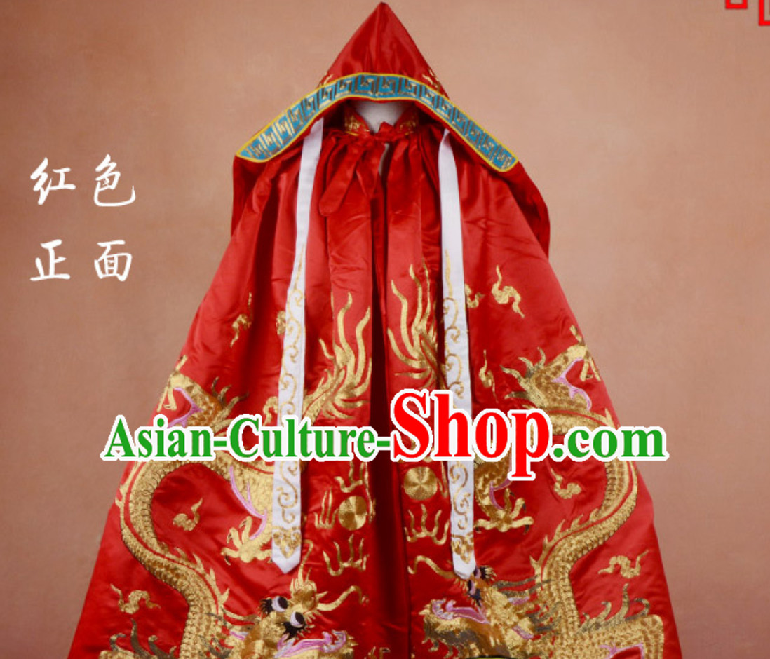 Ancient Classic Emperor Winter Coat Dragon Mantle Cape for Men