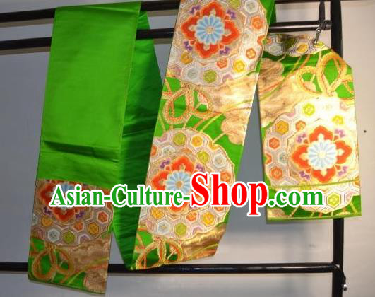 Traditional Japanese Kimono Wedding Green Belts Kimonos Yukata Brocade Waistband for Women