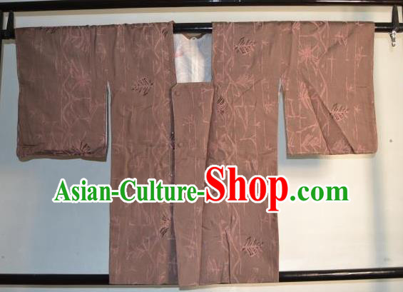 Japanese Traditional Hakama Kimono Japan Brown Haori Shirts Apparel Yukata Costume for Men