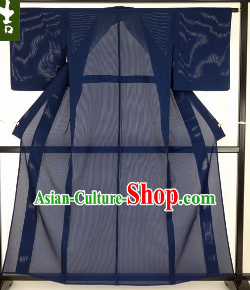 Japanese Traditional Formal Costume Blue Gauze Haori Hakama Kimono Japan Apparel Yukata Costume for Men